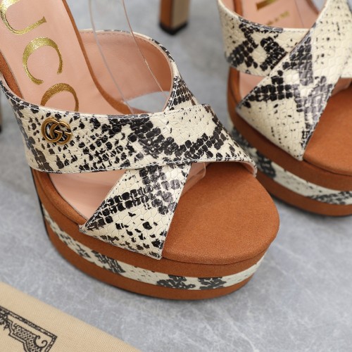 Gucci Womens Shoes Sandals 14cm Heel and 4.5cm Platform Luxury Brand with Original Box 719844 C9D00 9022 Women's Interlocking G studs sandal in leather Whatsapp 