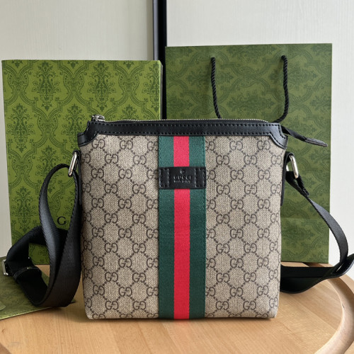 Gucci Mens Bags Shoulder Bag Design Luxury Brand SMALL MESSENGER BAG WITH WEB 471454 KHNGN 9692 with Original Box   