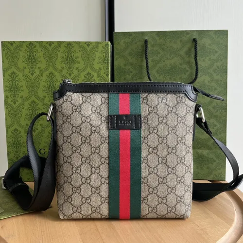 Gucci Mens Bags Shoulder Bag Design Luxury Brand SMALL MESSENGER BAG WITH WEB 471454 KHNGN 9692 with Original Box   