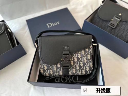 Dior Womens Mens Bag Saddle Bag Luxury Brand Design Fashion Type Shoulder Bags MINI SADDLE BAG WITH STRAP Dior Oblique Jacquard and Grained Calfskin with Original Box  