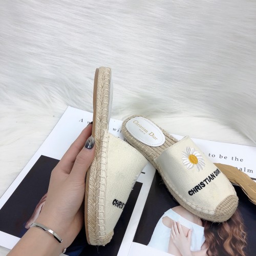 Dior Womens Shoes Slippers Dior Granville Espadrille Dior Oblique Embroidered Cotton with Original Box