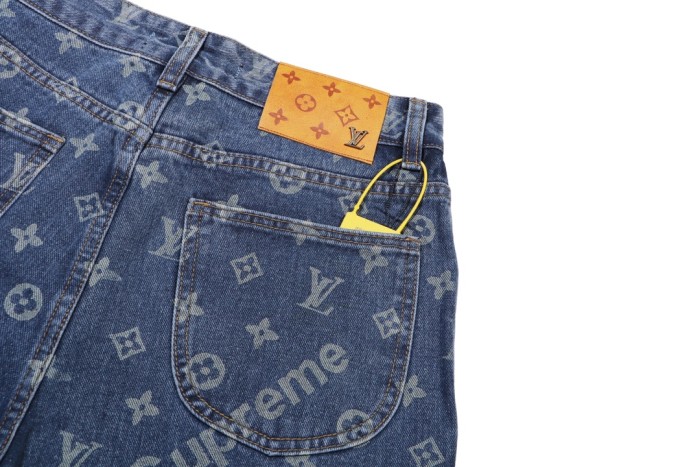 Louis Vuitton x Supreme Luxury Brand Women Mens Pant Jeans   H547