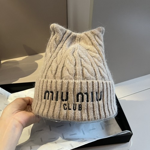 Miumiu Womens Cap Knit Hat Luxury Brand with Original Box  