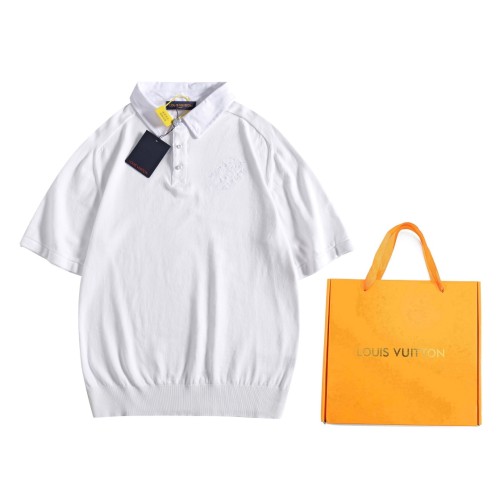 Louis Vuitton Luxury Brand Men Womens Short Sleeve T-Shirt Embroidered Short-Sleeved Cotton Blend Polo Shirt 1AFQQJ   