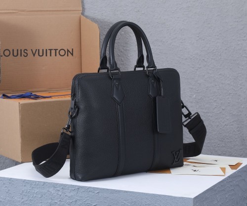 Louis Vuitton Mens Shoulder Bags Handbags Luxury Brand Fashion TAKEOFF BRIEFCASE M59159 Black Grained calf leather