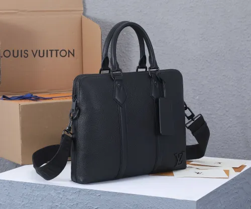 Louis Vuitton Mens Shoulder Bags Handbags Luxury Brand Fashion TAKEOFF BRIEFCASE M59159 Black Grained calf leather