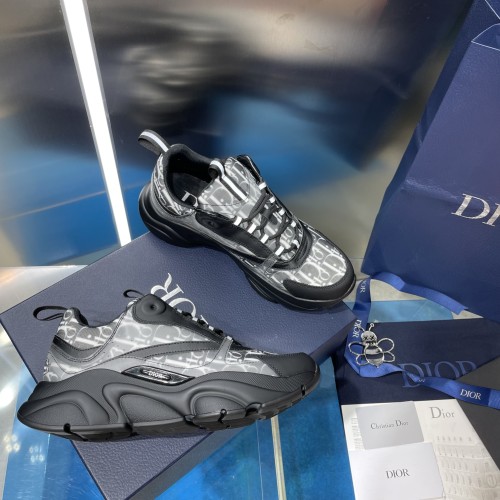 Dior Mens Shoes Sneakers Luxury Brand Breathable Design B22 SNEAKER Mesh with Smooth Calfskin with Original Box 3SN231YXX_H861