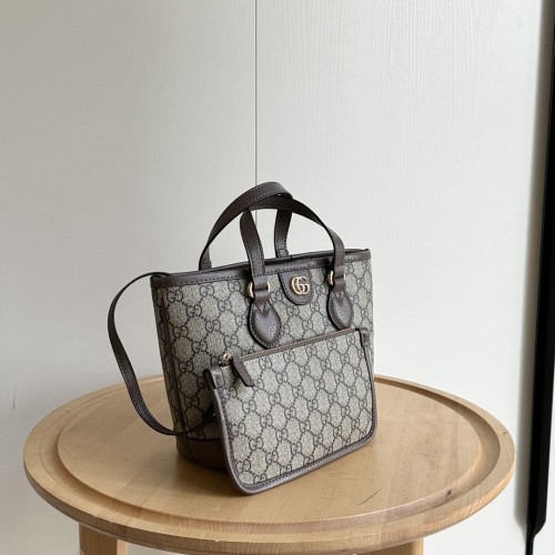 Gucci Womens Bags Handbags Luxury Brand Ophidia mini tote bag in beige and ebony GG Supreme with Original Box 811716 K9GSG 8358
