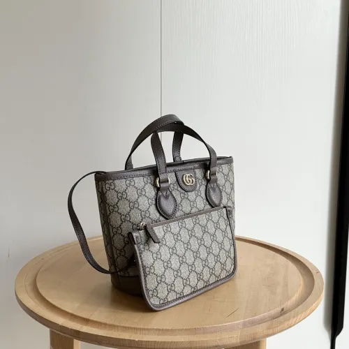 Gucci Womens Bags Handbags Luxury Brand Ophidia mini tote bag in beige and ebony GG Supreme with Original Box 811716 K9GSG 8358