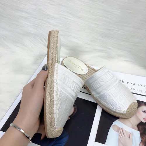 Dior Womens Shoes Slippers Dior Granville Espadrille Dior Oblique Embroidered Cotton with Original Box