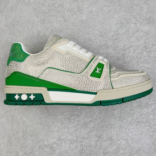 Louis Vuitton Mens Shoes Fashion Sneakers Design Luxury Brand LV TRAINER SNEAKER Mix of materials with Original Box 1AB9XJ  