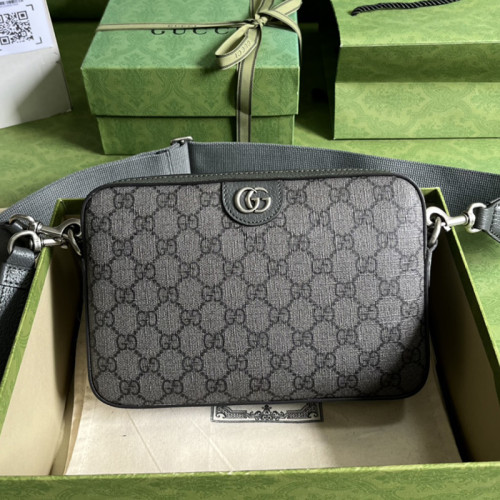 Gucci Mens Womens Bags Shoulder Bag Luxury Brand Ophidia GG shoulder bag in grey and black Supreme with Original Box 699439 UULHK 8576