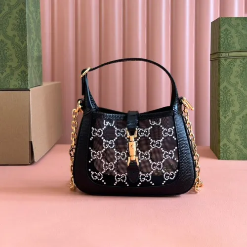 Gucci Womens Bags Handbags Shoulder Messenger Bags Luxury Brand JACKIE 1961 MINI LIZARD SHOULDER BAG with Original Box ‎677027 F13HG 1083
