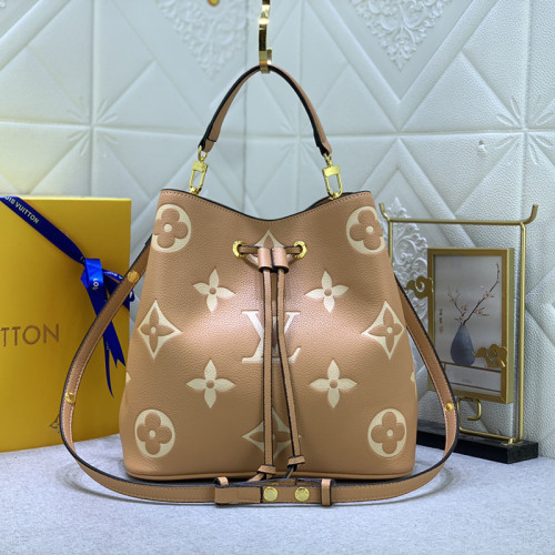 Louis Vuitton Womens Bag Crossbody Design NÉONOÉ MM Bicolor Monogram Empreinte Leather Luxury Brand with Original Box