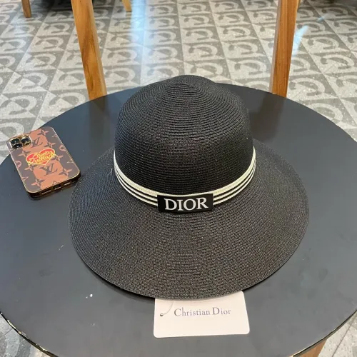 Dior Womens Bucket Hat Straw Hat Luxury Brand Design Dior Cap with Original Box  