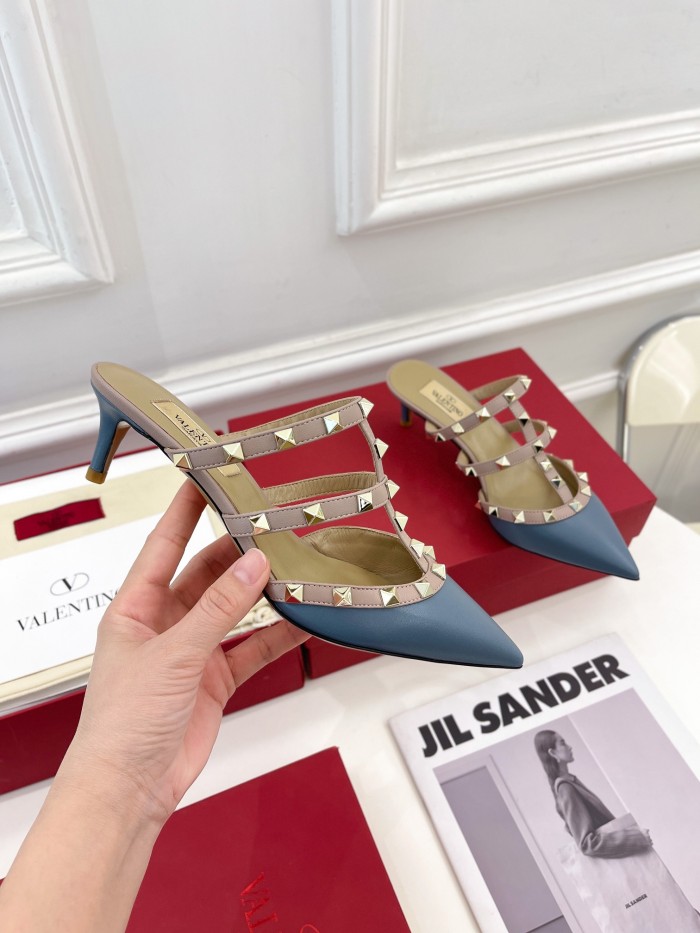 Valentino Women Shoes Mule Sandals Pointed Toe Slippers ROMAN STUD SLIDE SANDAL IN QUILTED NAPPA 5cm Heel with Original Box Whatsapp 