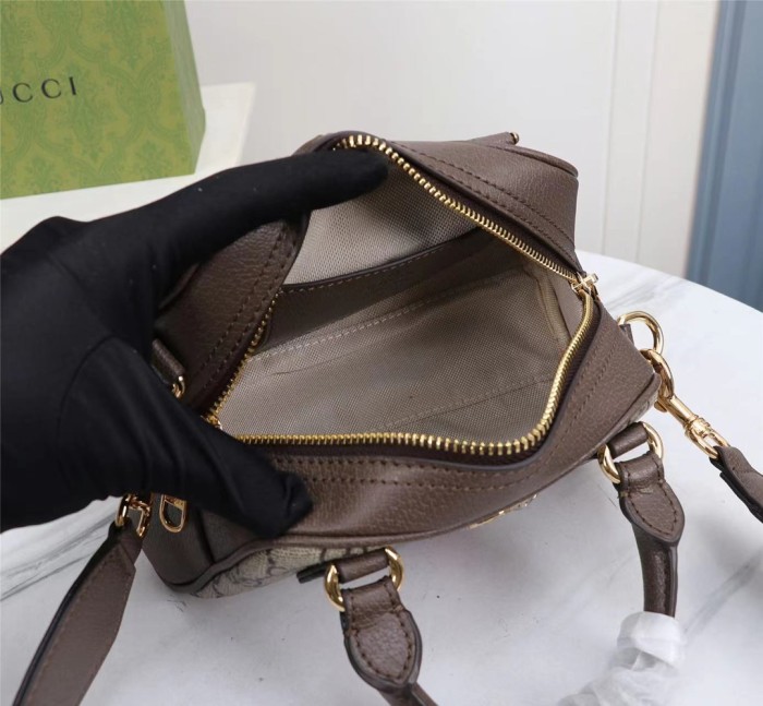 Gucci Womens Bags Shoulder HandBags Luxury Brand Gucci Ophidia mini GG top handle bag with Interlocking G with Original Box 724606 9C2SG 8746