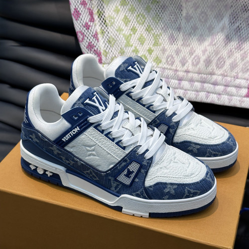 Louis Vuitton Mens Shoes Fashion Sneakers Design Luxury Brand LV TRAINER SNEAKER 1ABLVV Mix of materials with Original Box 1ABLUR  