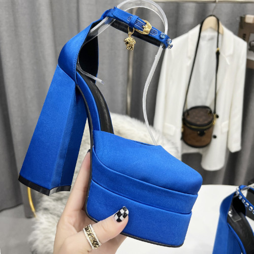 Versace Brand Womens Sandals Shoes Pumps Leather Big Size LA MEDUSA LEATHER PUMPS with 5cm High Platform and 15cm Heel Design  