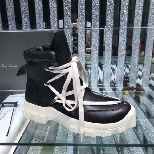 Rick Owens Men Shoes Sneakers Leather High-Top Breathable Mens Casual Shoes Ankle Boots with Original Box