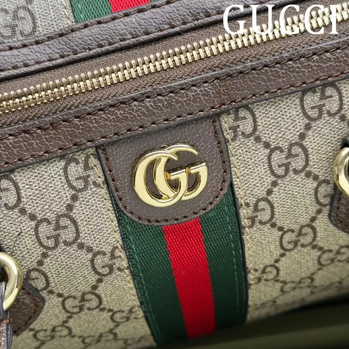 Gucci Mens Womens Bags Handbags Keepall Design Luxury Brand Ophidia medium top handle bag in beige and ebony canvas 772065 96IWG 8745 without Original Box