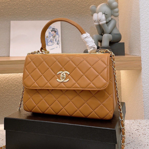 Chanel Womens Shoulder Bags Luxury Brand with Original Box Small Flap Bag With Top Handle Lambskin & Gold-Tone Metal