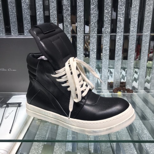 Rick Owens Men Shoes Sneakers Leather High-Top Breathable Mens Casual Shoes Ankle Boots with Original Box
