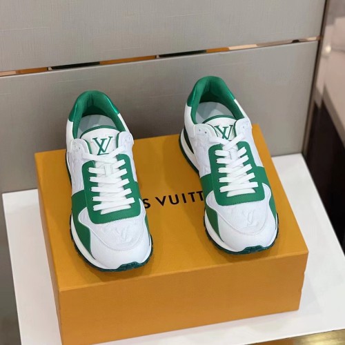 Louis Vuitton Men Shoes Sports RUN AWAY SNEAKER Running Design Luxury Brand with Original Box 1AA6PD Green Monogram-embossed grained calf leather and Epi calf leather