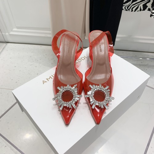 Amina Muaddi Womens Shoes Sandals Slippers Luxury Brand Fashion Pumps for Women with Original Box 9cm Heel
