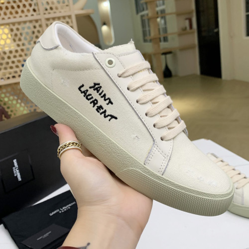 Yves Saint Laurent YSL Women Shoes Casual Luxury Brand COURT CLASSIC SL/06 EMBROIDERED SNEAKERS IN LEATHER with Original Box 61064908G109061