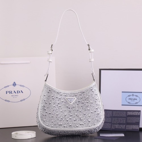 Prada Womens Shoulder Bags Leather Shopping Bag with Original Box