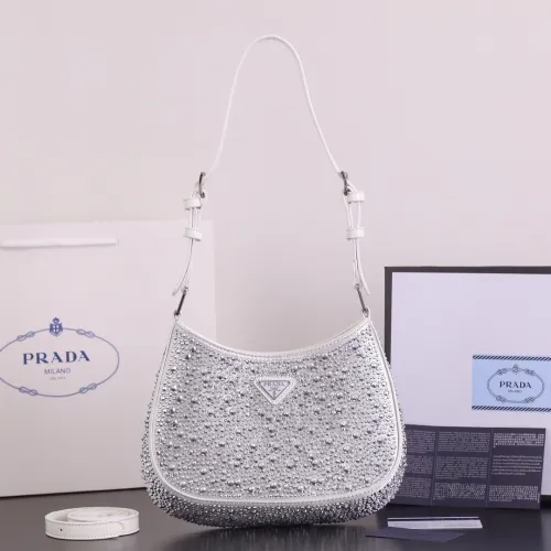Prada Womens Shoulder Bags Leather Shopping Bag with Original Box