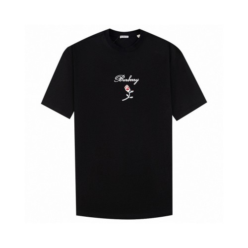 Burberry Luxury Brand Women Mens Short Sleeve T-Shirt Logo Rose Cotton T-shirt   