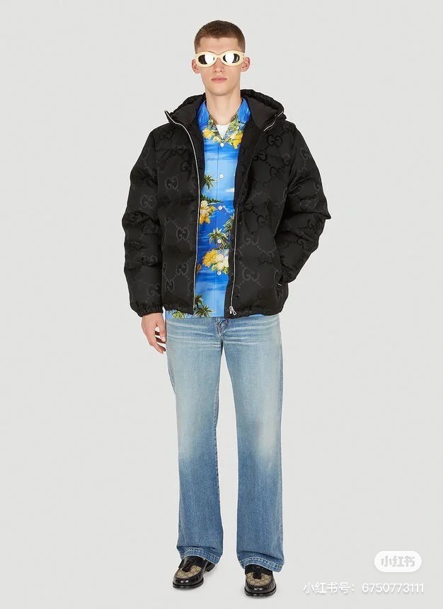 Gucci Men Womens Coat Luxury Brand Mens Hoodie Down Jacket Jumbo GG Down Jacket in Black Top Quality   