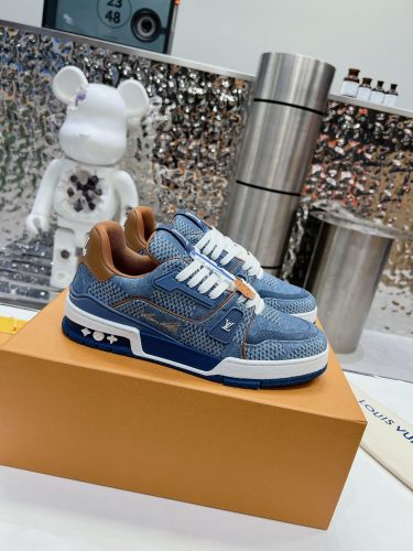 Louis Vuitton Mens Shoes Fashion Sneakers Design Luxury Brand LV TRAINER SNEAKER 1ABLVV Mix of materials with Original Box 1ABLUR  
