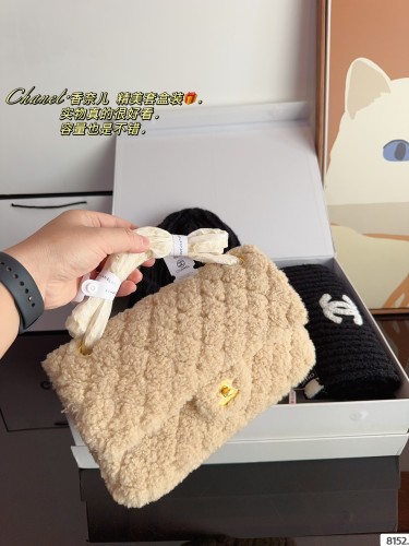 Chanel Womens Bags Crossbody Bag + Chanel Beanies and Scarf Classic CF Luxury Brand with Original Box  