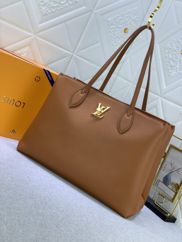 Louis Vuitton Womens Bags Handbags Luxury Brand Fashion Type LOCKME SHOPPER Black Grained calf leather M57345  