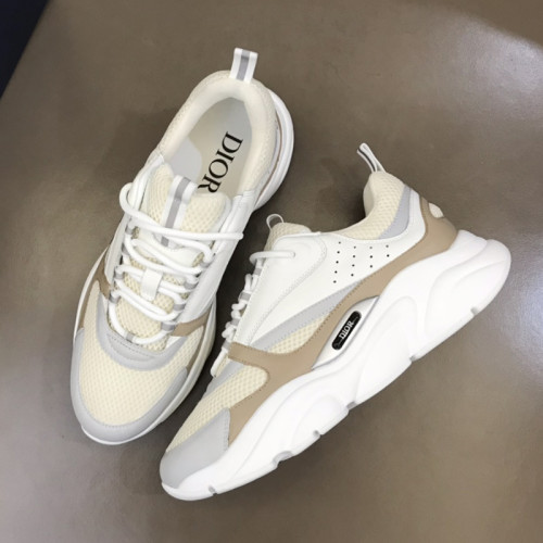 Dior Womens Shoes Sneakers Luxury Brand Breathable Design B22 SNEAKER Cream Technical Mesh with Beige and White Smooth Calfskin with Original Box 3SN231YXX_H160