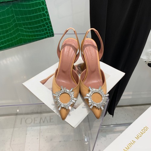 Amina Muaddi Womens Shoes Sandals Slippers Luxury Brand Fashion Pumps for Women with Original Box 9cm Heel