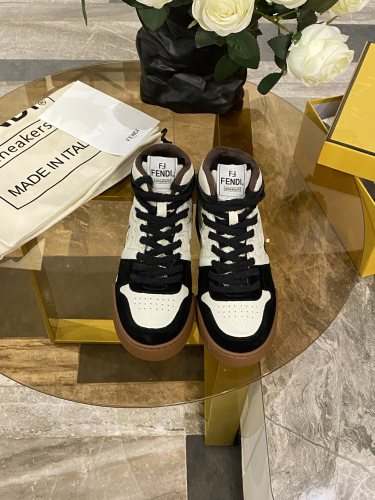 Fendi Mens Shoes Fashion Sneakers Luxury Brand Casual High Top Fendi Trainer Sneakers Match Basse Shoes for Men with Original Box