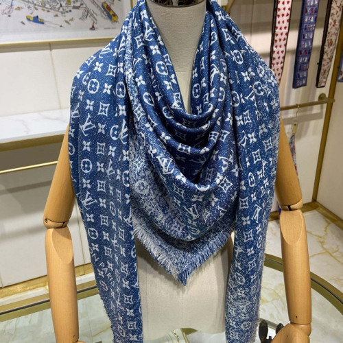 Louis Vuitton Scarves Womens Fashion Scarf Luxury Brand DENIM GRADIENT MONOGRAM SHAWL with Original Box M77461