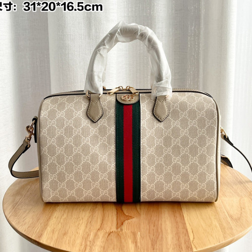 Gucci Womens Bags Handbags Shoulder Messenger Bags Luxury Brand Ophidia medium top handle bag in beige with Original Box 77206596IWG8745