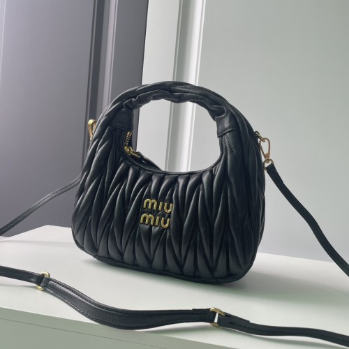 MiuMiu Womens Fashion Handbags Matelassé Shoulder Bag Leather Luxury Brand Miu Miu Wander Matelasse Nappa Leather Hobo Bag  