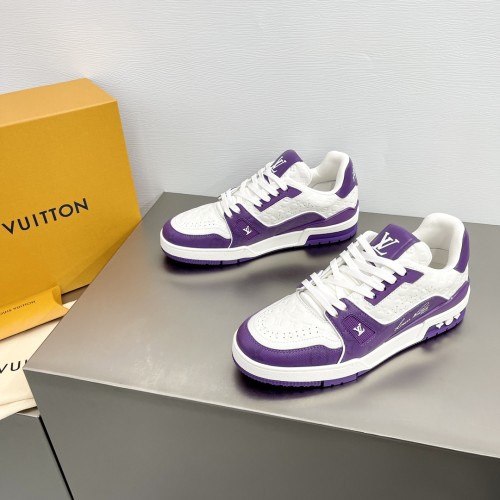 Louis Vuitton Mens Shoes Fashion Sneakers Design Luxury Brand LV TRAINER SNEAKER Mix of materials with Original Box 1AB9XJ
