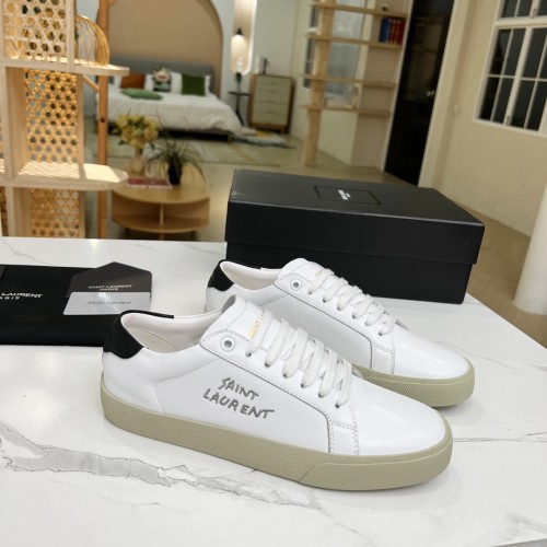 Yves Saint Laurent YSL Women Shoes Casual Luxury Brand COURT CLASSIC SL/06 EMBROIDERED SNEAKERS IN LEATHER with Original Box 61064908G109061