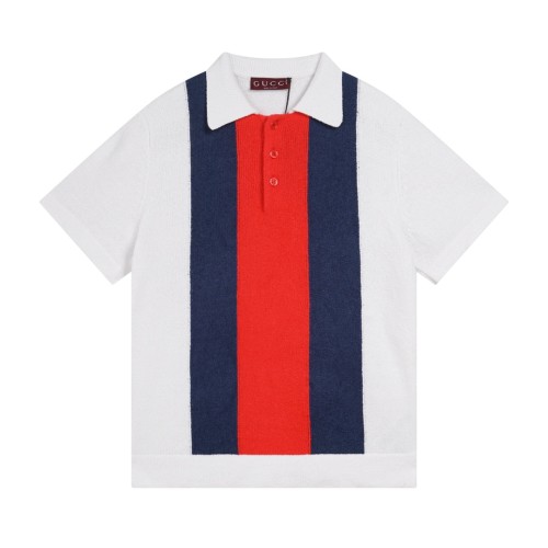 Gucci Luxury Brand Women Mens Short Sleeve T-Shirt Knitwear Polo Shirt COTTON BLEND TERRY KNIT POLO SHIRT ‎784652 XKD10 9098   