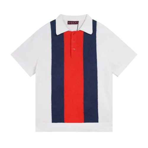 Gucci Luxury Brand Women Mens Short Sleeve T-Shirt Knitwear Polo Shirt COTTON BLEND TERRY KNIT POLO SHIRT ‎784652 XKD10 9098   