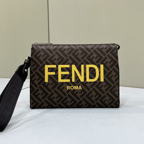 Fendi Womens Bags Clutch Luxury Brand FENDI FIRST MEDIUM Black leather bag 8BP127ABVEF0KUR with Original Box