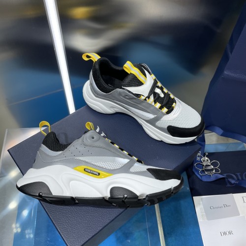 Dior Mens Shoes Sneakers Luxury Brand Breathable Design B22 SNEAKER Mesh with Smooth Calfskin with Original Box 3SN231YXX_H861