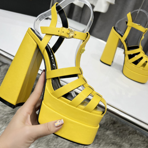 Versace Brand Womens Sandals Shoes Pumps Leather Big Size LA MEDUSA LEATHER PUMPS with 5cm High Platform and 15cm Heel Design  